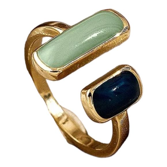 Alloy Dark Blue and Aqua Cuff Ring - Picture 5 of 6